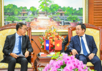 Bí thư Tỉnh ủy Hải Dương Trần Đức Thắng tiếp Quyền Trưởng ban Đối ngoại Trung ương Đảng Nhân dân Cách mạng Lào