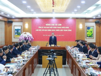 Tổng Bí thư Tô Lâm làm việc với Ban Chính sách, chiến lược Trung ương